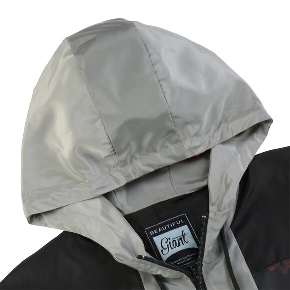 Men's Floral Windbreaker Hooded Half Zipper Jacket for Hiking Trip Size S - Picture 2 of 6